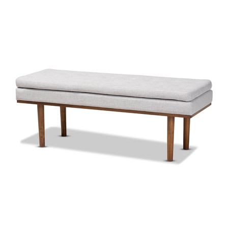 BAXTON STUDIO Arne Mid-Century Beige Upholstered Walnut Finished Bench 159-9836